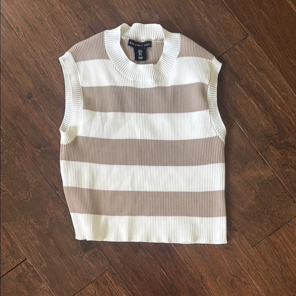 Sincerely Jules Brown and White Striped Knit Top